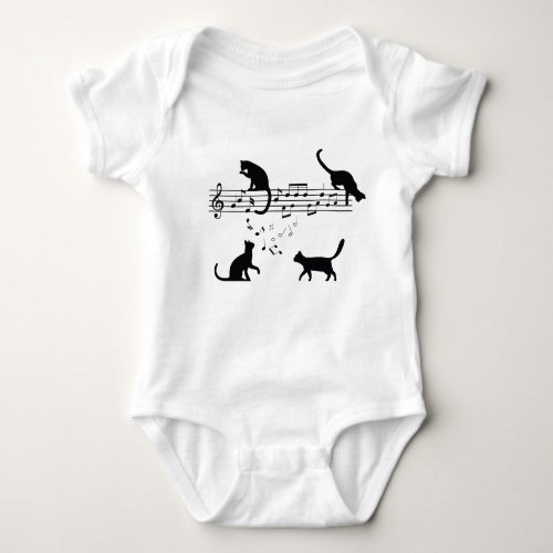 Cats Playing Music Notes Baby Bodysuit