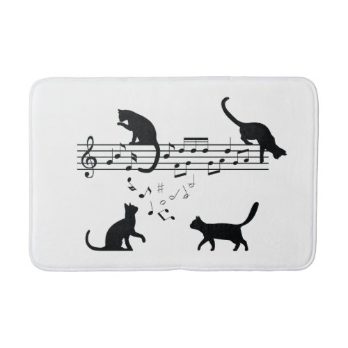 Cats Playing Music Notes Bath Mat