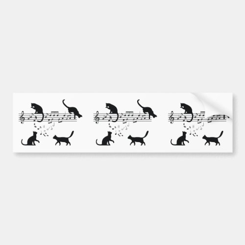 Cats Playing Music Notes Bumper Sticker