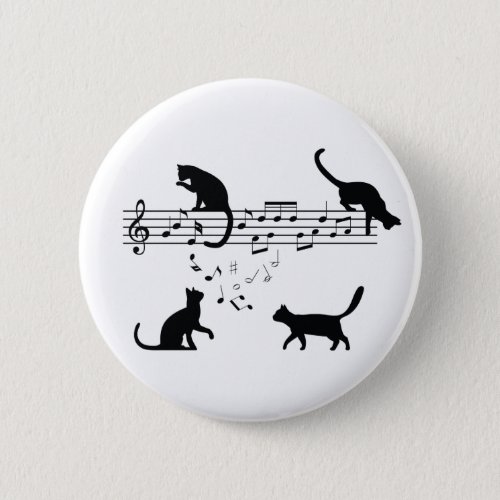 Cats Playing Music Notes Button