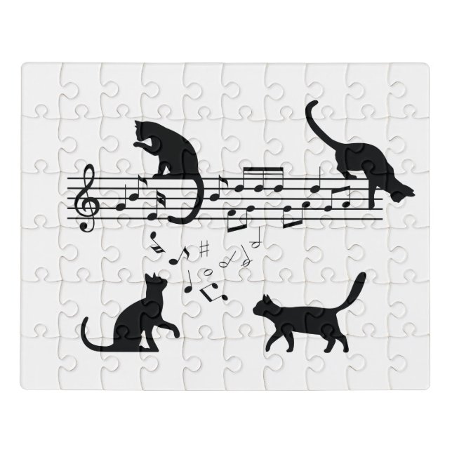 Cats Playing Music Notes Jigsaw Puzzle (Puzzle Horizontal)