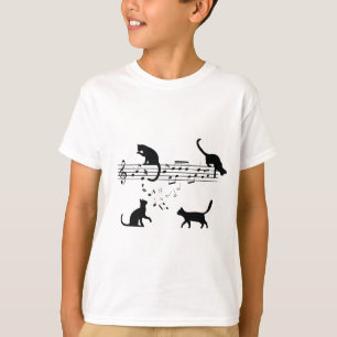 Cats Playing Music Notes T-Shirt