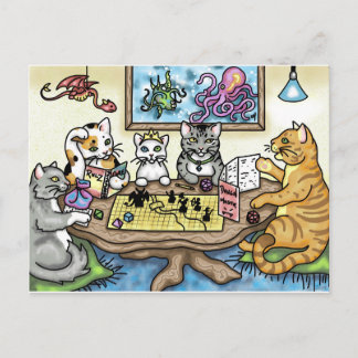 Cats Playing Pathfinder by Carrie Michael Postcard