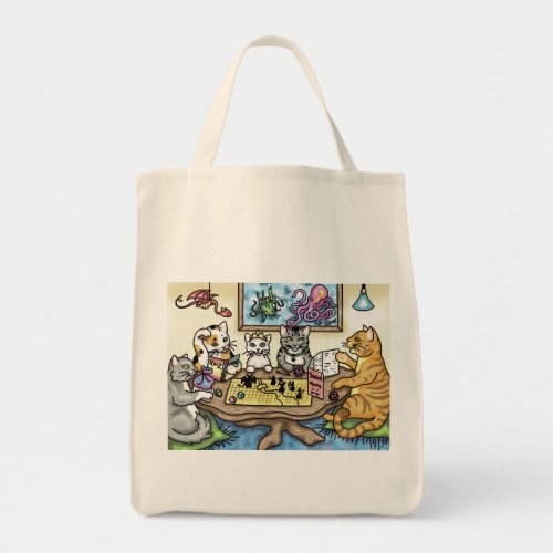 Cats Playing Pathfinder by Carrie Michael Tote Bag