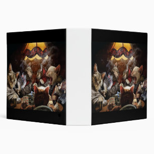 Cats playing poker   3 ring binder