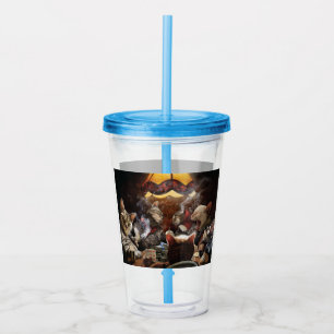 Cats playing poker acrylic tumbler