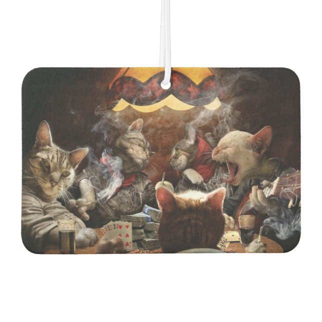 Cats playing poker  air freshener (Front)
