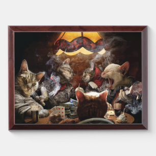 Cats playing poker award plaque