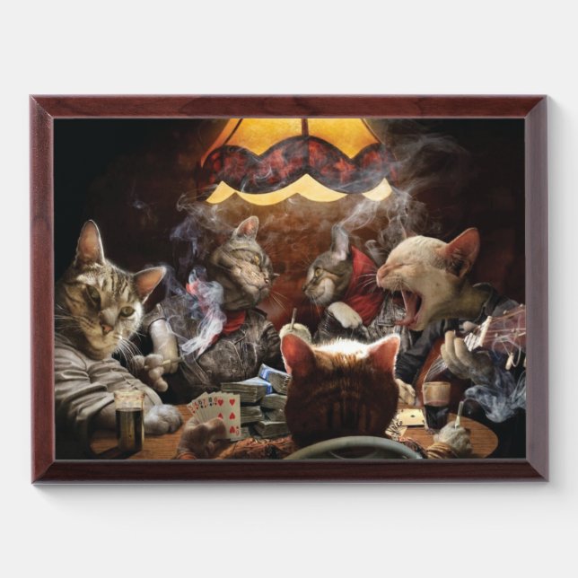 Cats playing poker   award plaque (Horizontal)