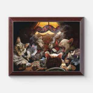Cats playing poker award plaque