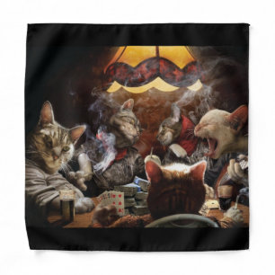Cats playing poker bandana