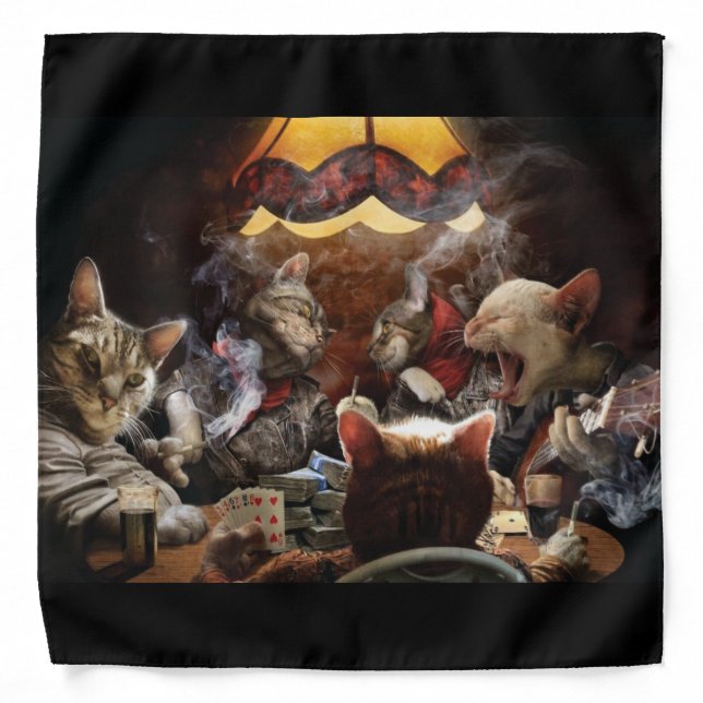 Cats playing poker bandana (Front)