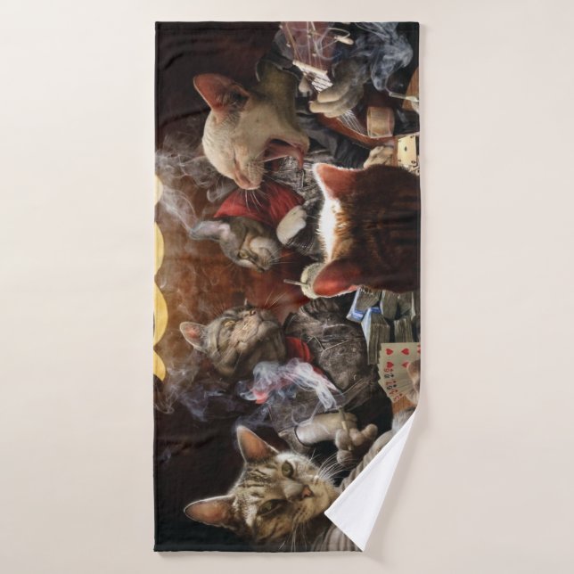 Cats playing poker  bath towel (Bath Towel)
