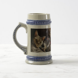 Cats playing poker  beer stein