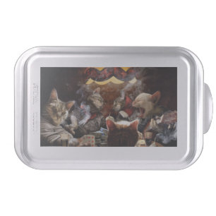 Cats playing poker   cake pan