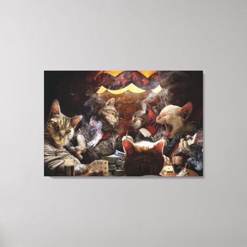 Cats playing poker   canvas print