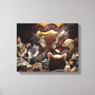 Cats playing poker canvas print