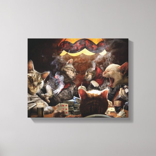 Cats playing poker   canvas print (Front)