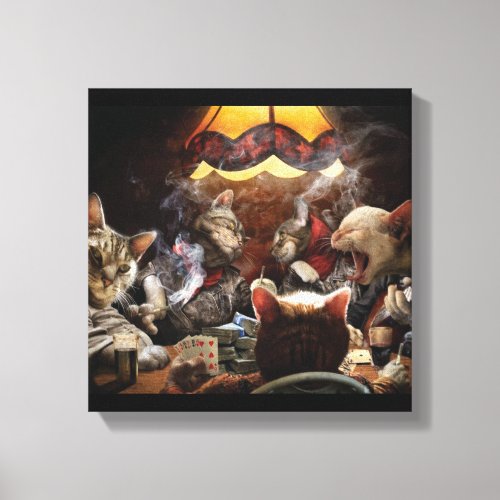 Cats playing poker canvas print