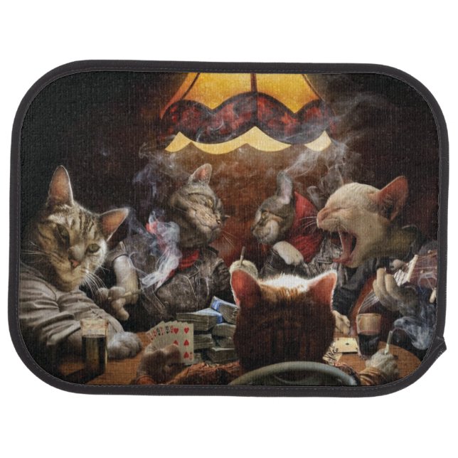 Cats playing poker   car floor mat (Rear)