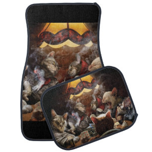 Cats playing poker   car floor mat
