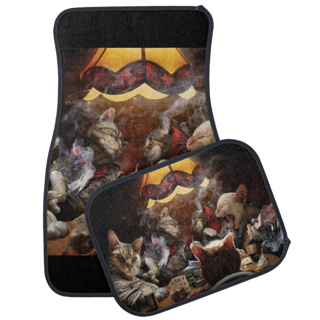 Cats playing poker   car floor mat (Set)