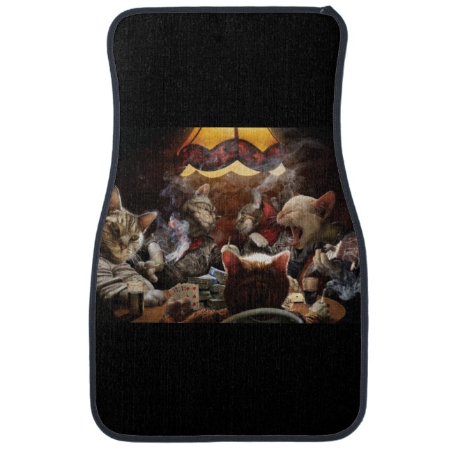 Cats playing poker   car floor mat (Front)