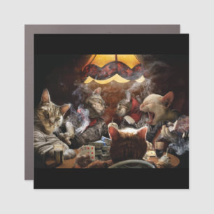 Cats playing poker  car magnet
