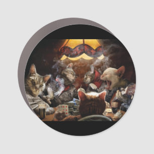 Cats playing poker   car magnet