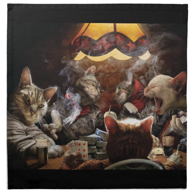 Cats playing poker  cloth napkin (Front)