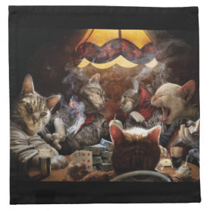 Cats playing poker   cloth napkin