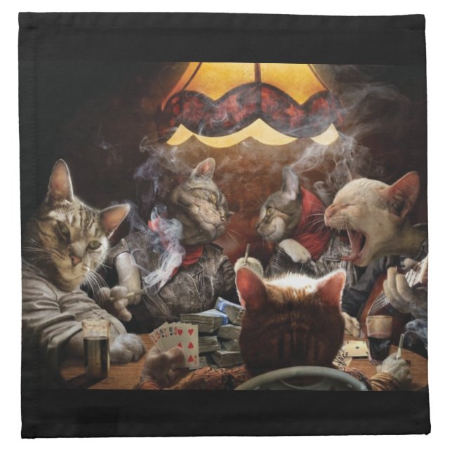 Cats playing poker   cloth napkin (Front)