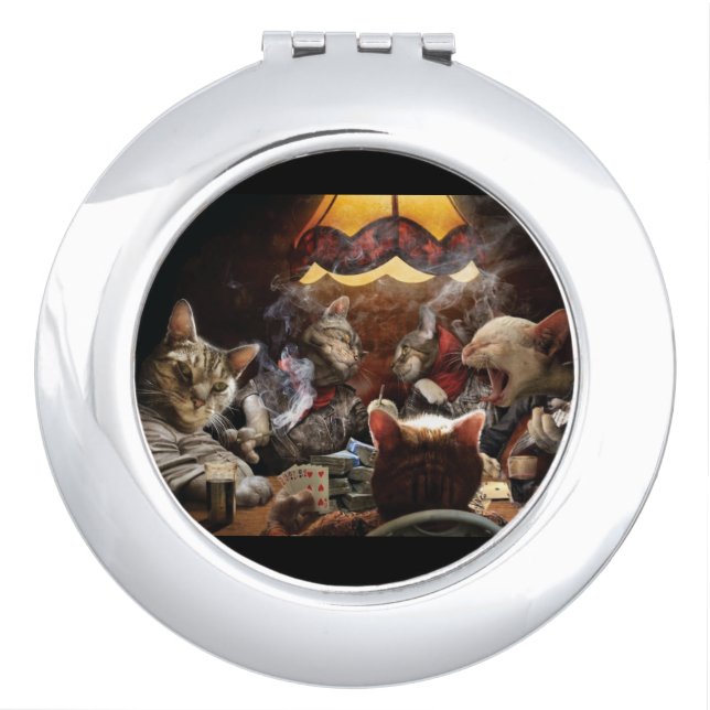 Cats playing poker  compact mirror (Front)