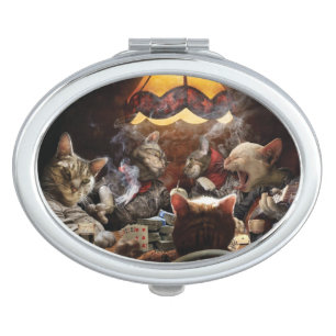 Cats playing poker compact mirror