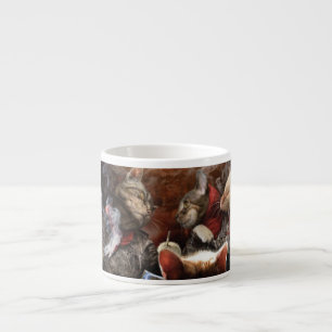 Cats playing poker espresso cup