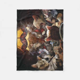 Cats playing poker  fleece blanket