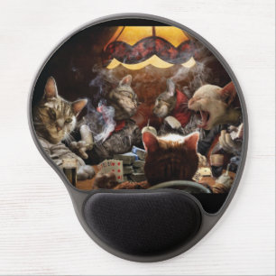 Cats playing poker   gel mouse pad
