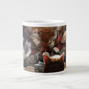 Cats playing poker giant coffee mug