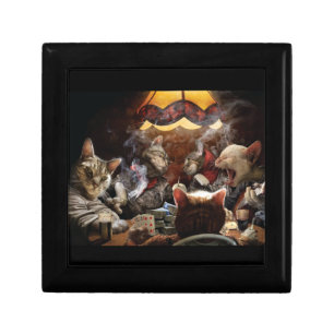Cats playing poker gift box