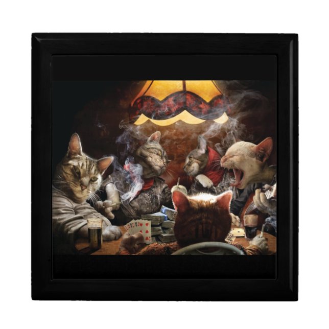 Cats playing poker  gift box (Front)
