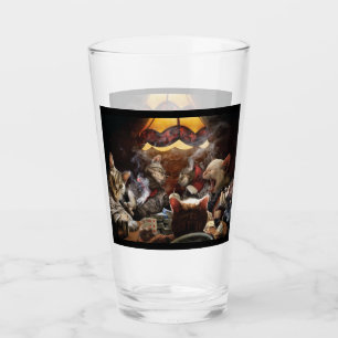 Cats playing poker glass