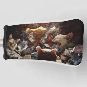 Cats playing poker golf head cover