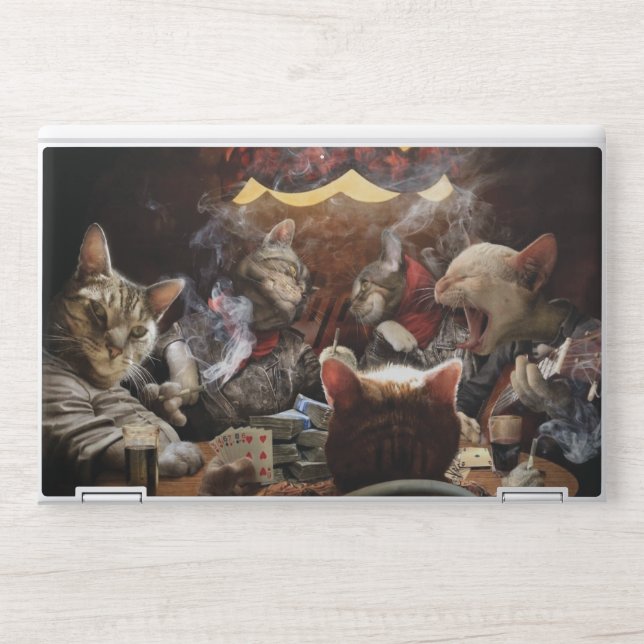 Cats playing poker  HP laptop skin (Front)