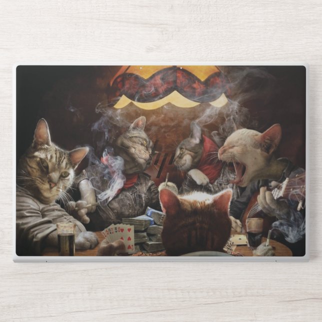 Cats playing poker  HP laptop skin (Front)