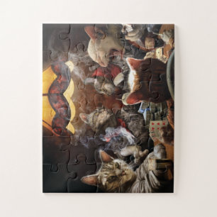Cats playing poker jigsaw puzzle