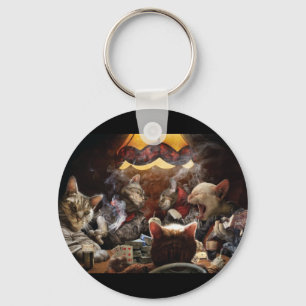 Cats playing poker keychain