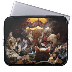 Cats playing poker laptop sleeve