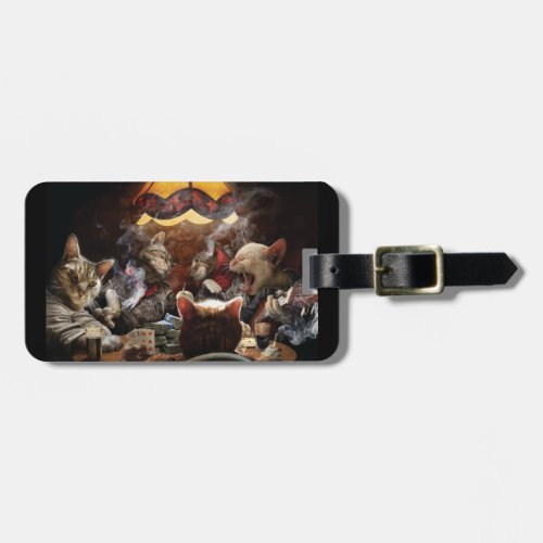 Cats playing poker  luggage tag
