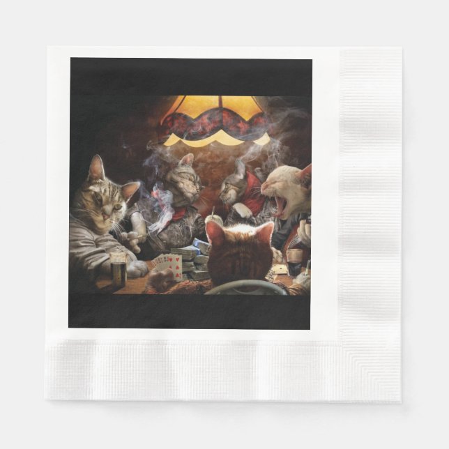 Cats playing poker  napkins (Front)