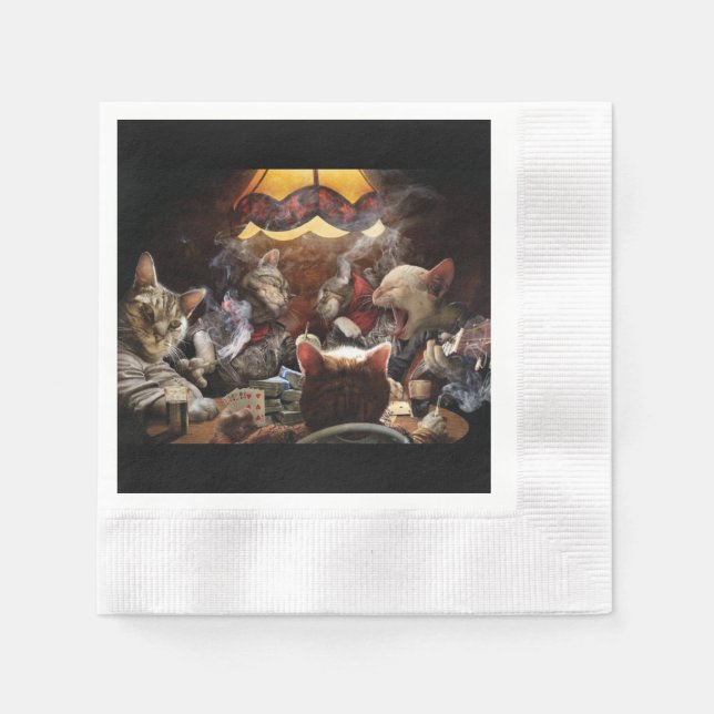 Cats playing poker napkins (Front)